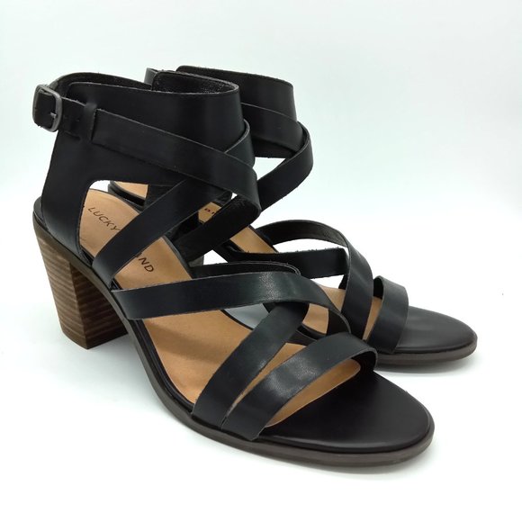 Lucky Brand Black Kailasa Leather Strappy Sandals - Picture 2 of 14